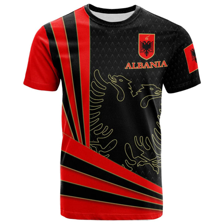 Albania%20Flag%20Pattern%20T-Shirts%203D%20Printing%20National%20Emblem%20T%20Shirt%20For%20Men%20Casual%20O-neck%20Short%20Sleeve%20Tops%20Football%20Sports%20Jersey%20-%20Image%204