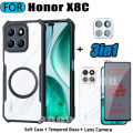 For Honor X8C Shockproof Phone Case Honor X8B X7C X7B X6B X8A X7A Casing With Magnetic Wireless Charging Sticker+Anti-Spy Privacy Ceramic film. 