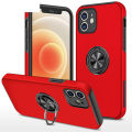 【ThinkWay】Double Layer Hard Strap 360 Degree Ring Bracket Silicone Bumper Shockproof Shell Magnetic Car Mount Cover For iphone12 Pro (fine hole) & iphone12 Pro Max (fine hole). 