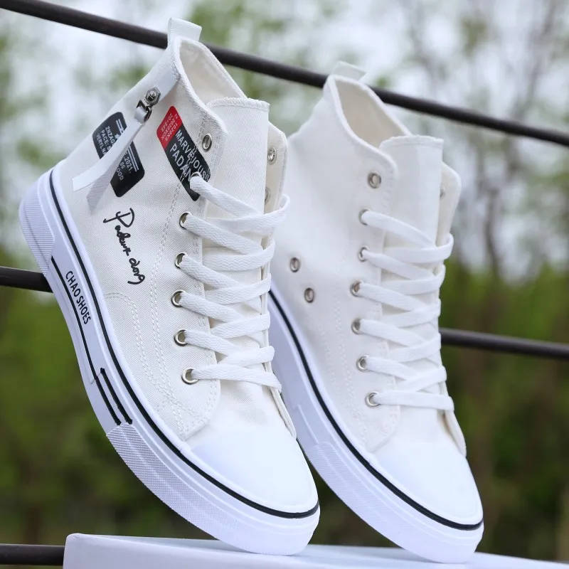 High Top Canvas Shoes Men s Shoes Summer Breathable Men s Height Increasing Insole Shoes Men s Casual Versatile Sneakers White Canvas Shoes Daraz.lk