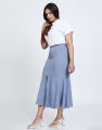 Spring & Summer A-Line Midi Skirt with Front Slit. 