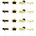 High Quality Class Of 2025 Cake Topper Glitter Diploma Cupcake Decoration Odorless Safe Grad Cap Cake Pick for Food Decoration Cake Decoration Graduation Celebration. 