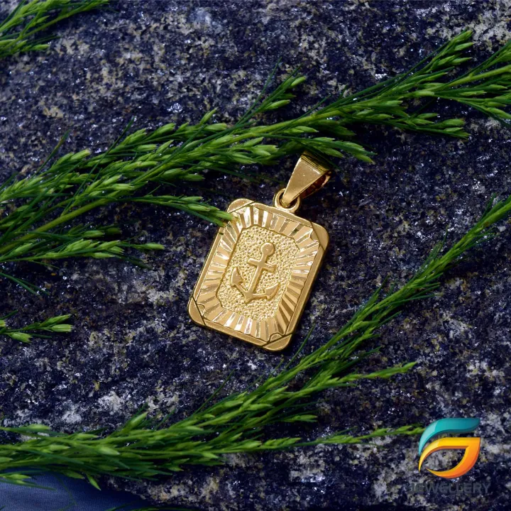 Gold Plated Pendant Stylish Anker in Box Shape Rich Look For Men