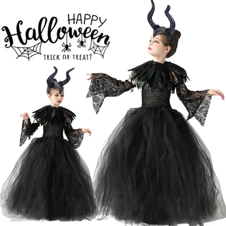Halloween%20Costume%20Maleficent%20Tutu%20Dress%20For%20Girls%20Cosplay%20Evil%20Queen%20Black%20Mesh%20Princess%20Dress%20Kids%20Crow%20Wand%20Maleficent%20-%20Image%203