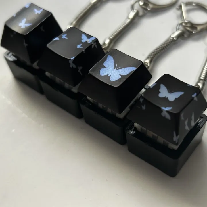 New 4 Keys Button Keycap Keychain Shining Pass The Time Fidget Keychain ...