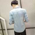 New Denim Shirt Long Sleeve Slim Korean Style Summer Shirt for Boys 2024 Spring Thin Coat Trendy Men's Top. 