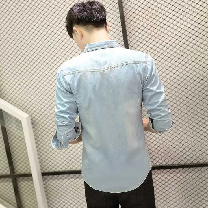 New%20Denim%20Shirt%20Long%20Sleeve%20Slim%20Korean%20Style%20Summer%20Shirt%20for%20Boys%202024%20Spring%20Thin%20Coat%20Trendy%20Men's%20Top%20-%20Image%203