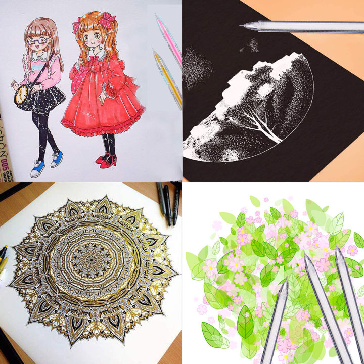 Highlight%20Color%20Pen%200.5%20mm%20Extra%20Fine%20Point%20Pens%20Gel%20Ink%20Pens%20for%20Drawing%20Sketching%20Illustration%20Adult%20Coloring%20Journaling%20Set%20of%2012%20-%20Image%203