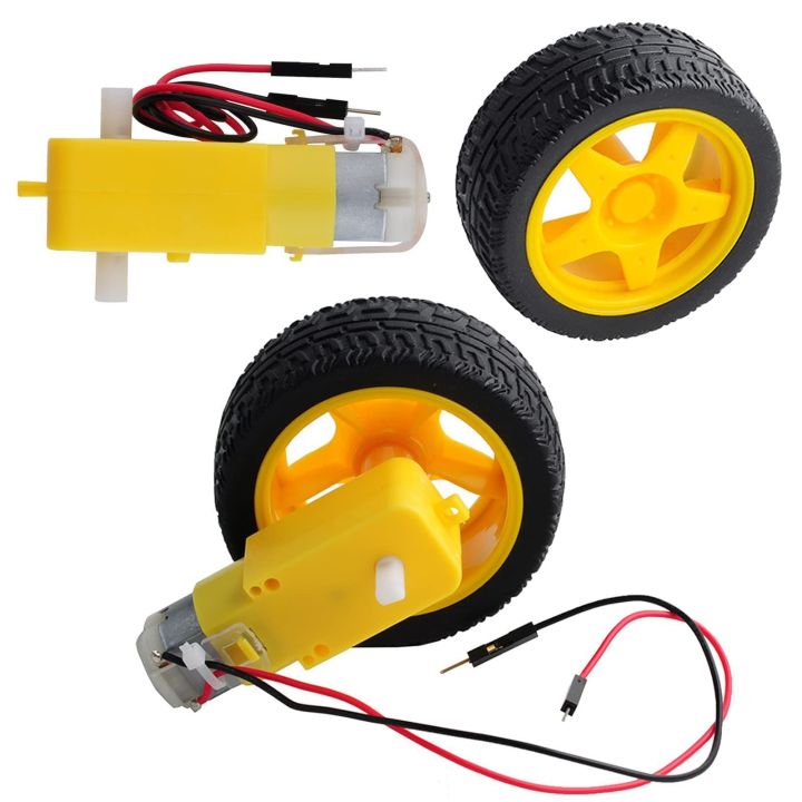 2pcs 65mm Tire Wheel for Arduino Microbit Smart Car Chassis + 2pcs DC ...