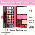 Cosmetic Palette Set, 24 Colors Eye Shadow/4 Colors Lip Gloss/2 Colors Eyebrow Powder/2 Colors Blush/1 Color Powder/1 Mirror/2 Brushes, Suitable for Teenage Girls Beginners Full Makeup Gift Set. 