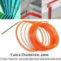 4Mm 15 Meter Orange Guide Device Nylon Electric Cable Push Pullers Duct Snake Rodder Fish Tape Wire. 