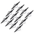 12PK Black 3 Blades Archery Broadheads 100 Grain Screw-In Arrow Heads Arrow Tips. 