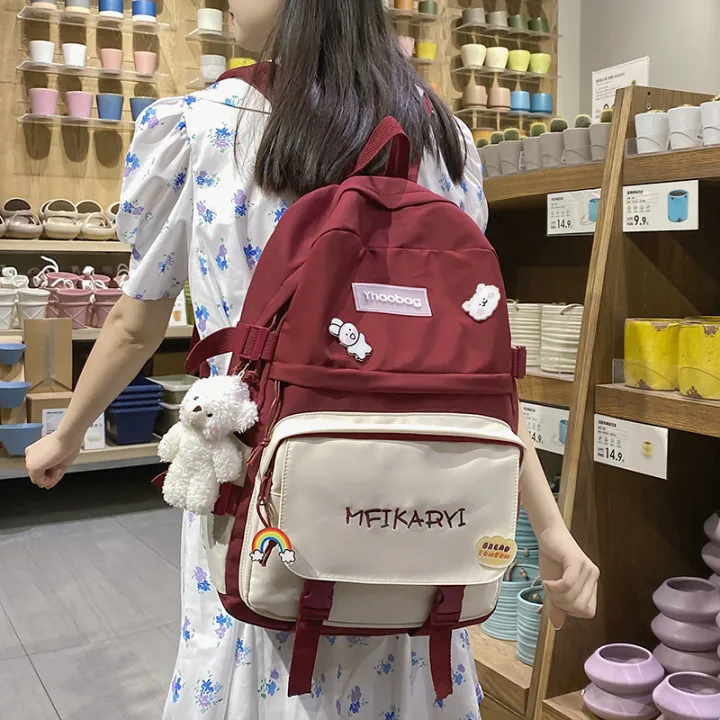 Qunshe%20Schoolbag%20Female%20Junior%20High%20School%20Student%20High%20School%20Student%20Primary%20School%20Student%20College%20Student%20Korean%20Style%20Large%20Capacity%20Backpack8596%20-%20Image%204