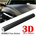 30 x 100 cm 3D Black Carbon Fiber Vinyl Car Wrap Sheet Roll Film Car Stickers Decals Motorcycle Car Styling Accessories. 