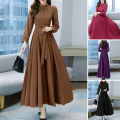 ZANZEA Women Long Sleeve Party Evening Prom Dress A-Line Plain Tunic Maxi Dresses. 