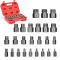 25Pcs Screw Extractor Set Hex Multi-Spline Easy Out Bolt Extractor Set, Heavy Duty Metric EZ Out Rounded Screw Remover. 