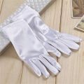 【HOT】 Classic Adult White Gold Champagne Wedding Gloves Sunscreen Gloves Stretch Satin Finger Gloves Women. 