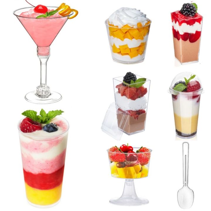 10pcs Plastic Mousse Cup Ladder Shaped Cup Pudding Cup Dessert Cake Cup ...