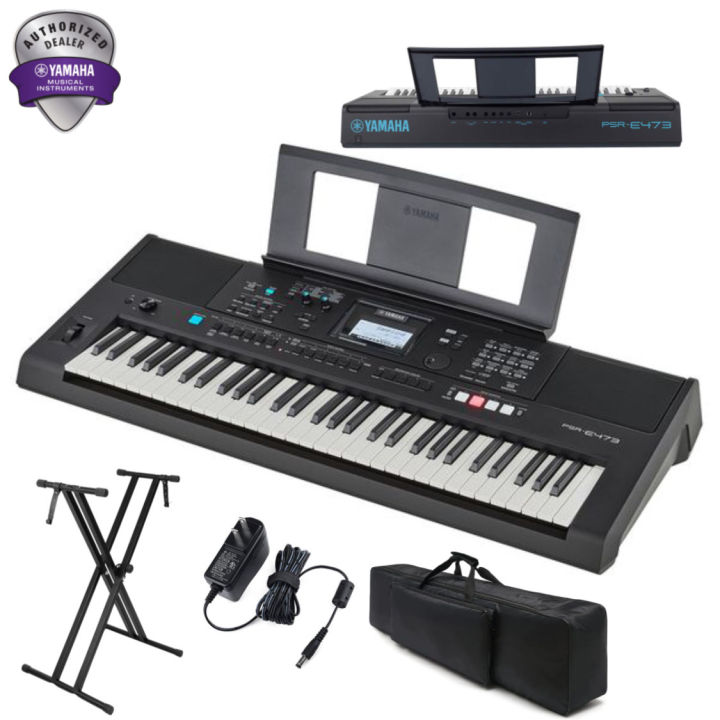 Yamaha PSR-E473 Keyboard With Double X Stand, Padded Bag, Power Adapter 1Year warranty Digital Touch Sensitive Portable 61-Keys Keyboard With Stand, Gig Bag, Dust Cover, & Power Adapter. Yamaha Keyboard PSR473 organ psr E 473 E473 yamaha keyboard musical