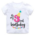 Girls Happy Birthday Number 3-9 Print T shirt Baby Summer White T-shirt Kids Birthday Present Number Print Clothes White. 