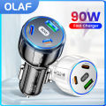 90w 3 Ports Car Charger Usb2pd Fast Charging For 13pro 11 10pro 14 13 12 Pro Max F5 Adapters. 