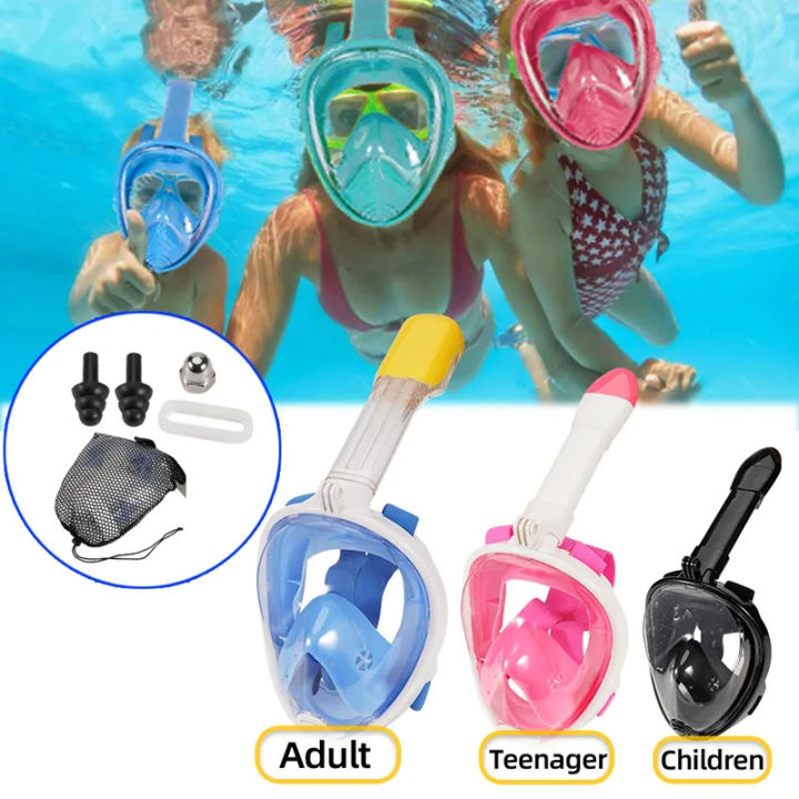 Underwater Snorkeling Full Face Children Swimming Mask Set Scuba Diving ...