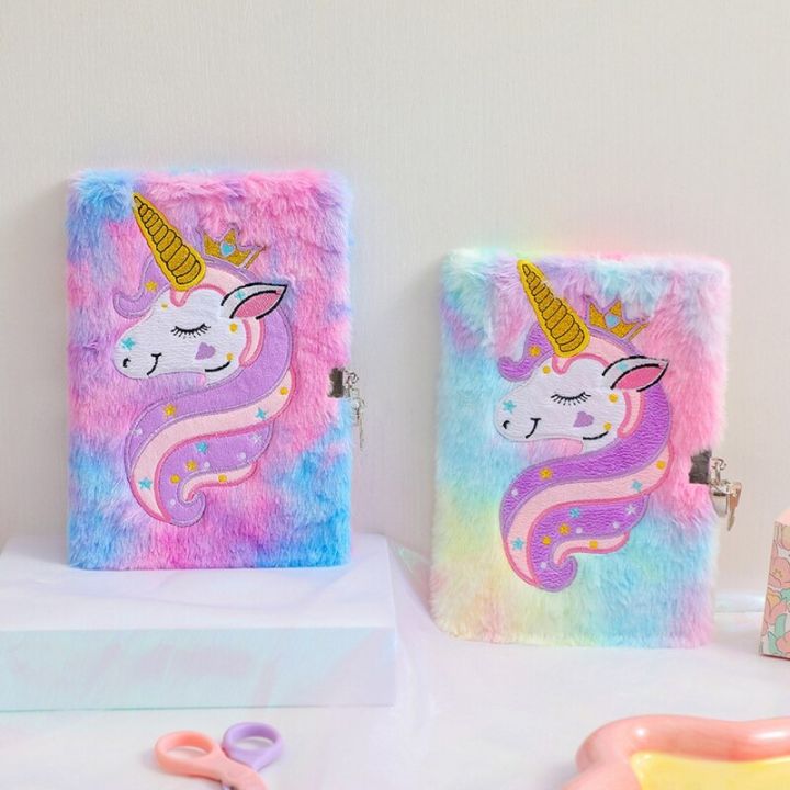 Cartoon%20Cute%20Unicorn%20Notebook%20Plush%20Hand%20Book%20Diary%20Book%20With%20Lock%20For%20Kids%20Student%20School%20Sketchbook%20Stationery%20Gift%20-%20Image%204