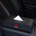 Black High quality Leather Car Tissue Box Holder For Mitsubishi logo Triton Outlander Mirage ASX Lancer EVO PAJERO GRANDIS GALANT Xpander. 