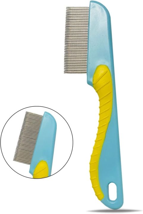 Metal Fine Tooth Nit Comb with Long Handle Professional Head Lice Comb for Detection and Nit Removal Tool for Kids, Adults, and Pets