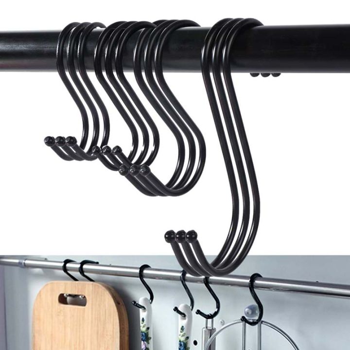 Multi-function Metal Shower Curtain Hooks Rust Resistant S Shaped Hangers for Coat Towel Utensil