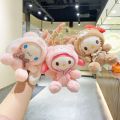 12cm Kawali Sanrio Hello Kitty Plush Keychain Toys My Melody Cinnamoroll Drag Bear Soft Stuffed Doll Pendant Girl Kids Xmas Gift. 