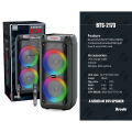 Brodu BTS-2173 Dual 8" Supper Bass Portable Wireless Bluetooth Speaker with Rechargable Wireless Mic RGB Light, FM Mic, FM, AUX, USB, SD Card, Karaoke Speaker with Dual Mic Buffel Subwoofer Music Player Party Box BTS 2173 Partybox. 