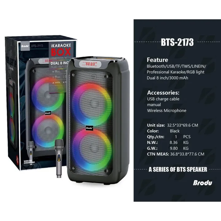 Brodu%20BTS-2173%20Dual%208"%20Supper%20Bass%20Portable%20Wireless%20Bluetooth%20Speaker%20with%20Rechargable%20Wireless%20Mic%20RGB%20Light,%20FM%20Mic,%20FM,%20AUX,%20USB,%20SD%20Card,%20Karaoke%20Speaker%20with%20Dual%20Mic%20Buffel%20Subwoofer%20Music%20Player%20Party%20Box%20BTS%202173%20Partybox%20-%20Image%208