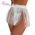 Muses Mall Fringe Short Skirt High Waist Tassel Skirt for Women Summer Fringe Mini Skirt for Party Clubwear Solid Color Beach Skirt Trendy Fashion. 