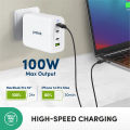Prolink 100W 4-Port GaN PD Fast Charger compatible for Laptop/Phone/Tablet/Camera GT-410002. 