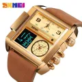 SKMEI Sports Leather Quartz Large Dial Waterproof Watches for Men 1391. 