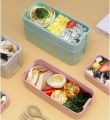 Adult Lunch Box Square 3 Compartment 900ML Sealed Bento Box 3 Layers All-in-One Stackable Bento Box Containers with Fork Spoon for Home Travel Office Plastic Lunch Box. 