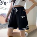 Sports Shorts Girls Junior High School Students Elastic Waist Street Wear Running Big Children Fifth Pants Middle Pants Loose. 