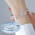 Fashion Hollow Butterfly Bangle Bracelet Silver Color Double Layer Tassel Chain Bracelet For Women Girls. 