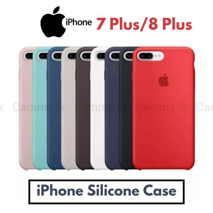 Luxury Premium Silicone Case For iPhone 7 Plus/ 8 Plus Back Cover with Logo Liquid Plain Textured Protective Silicon Case Soft Camera Shockproof Protection Cover for Girls Boys Cute Design New Colors