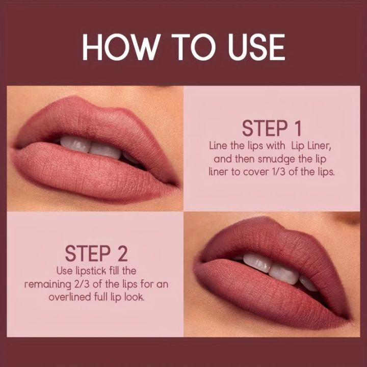 USHAS Matte Lipstick + Lip Liner Set Box – Long-Lasting Waterproof Lip ...
