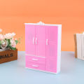1/12 1/6 Dollhouse Miniature Pink Plastic Wardrobe for Dolls House Accessories MJK. 
