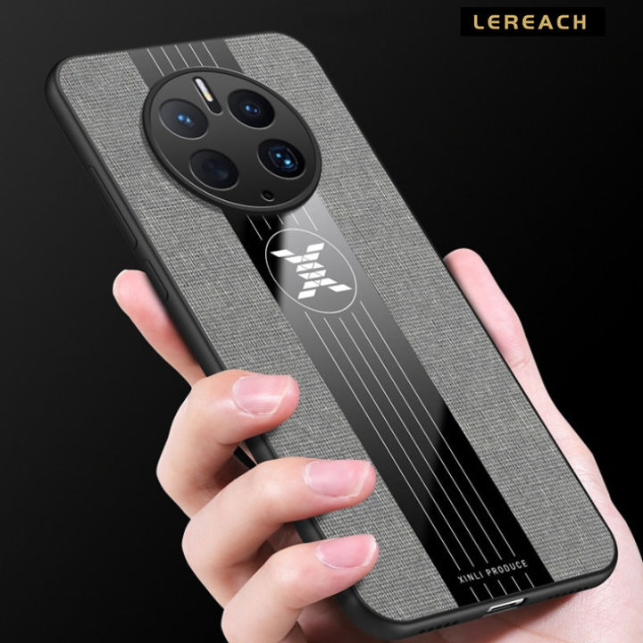 Lereach Woven Cloth Case for Huawei Mate 50 Pro Shockproof Back Cover Phone Case with Separate Ring Stand