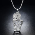 Hop Style Basketball Pendant Necklace Trendy Sterling Pendant Size Men'S Jewelry Rope Chain Design -Plated Rope Chain. 