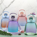 Water Bottle Time Marker 1.2L Large Sport Motivational Drinking Bottle with Straw. 