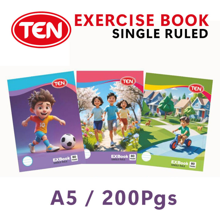 Ten Exercise Book - Single Ruled - A5 - 200pgs | Daraz.lk