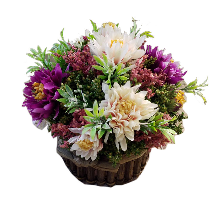 Aster Mum in Basket Ø16.5X16.5CM H - R003/113B LD0720