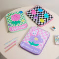 Chinatera 11 inch Bag Korean Style Checkerboard Pattern Cute Bear wer Tablet Sleeve Pouch Women Girls Travel Portable Zipper Leather Laptop for Protective Cover iPad Case. 