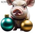 Pig-shaped Christmas Pendant Christmas Pig Ornament Cute Cartoon Xmas Tree Hanging Decor for Festive Home Decoration Pig-themed Christmas Hanging Ornament. 