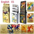 【DIV MALL】EN 54pcs Pokemon Metal Card Box Golden Letters ES Playing Cards Metalicas Charizard Vmax Gx Collection Card Case. 